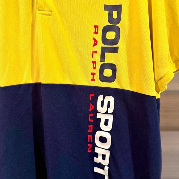 Polo Sport Ralph Lauren Men's XL Short Sleeve Polo In Yellow / Navy - Picture 3 of 4
